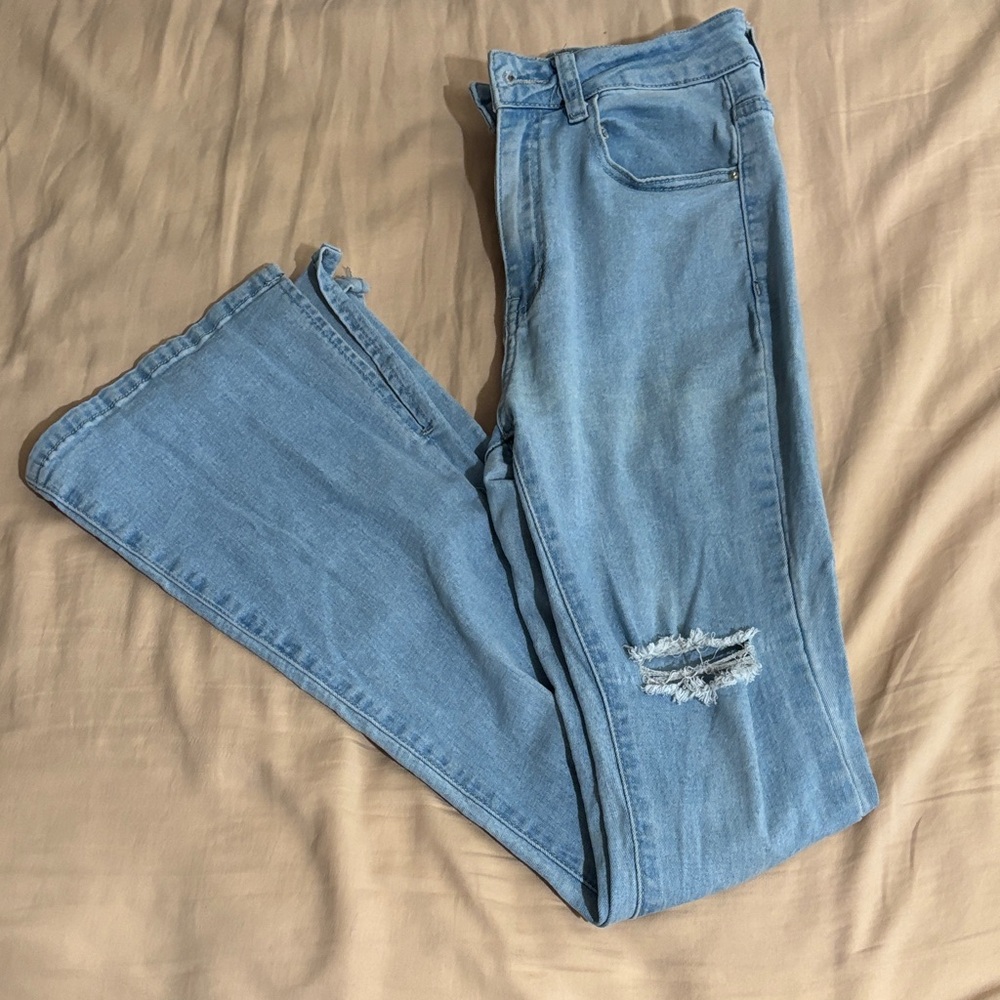 SHEIN Light Blue Flare Jeans